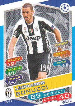 Leonardo Bonucci Juventus FC 2016/17 Topps Match Attax CL #JUV05